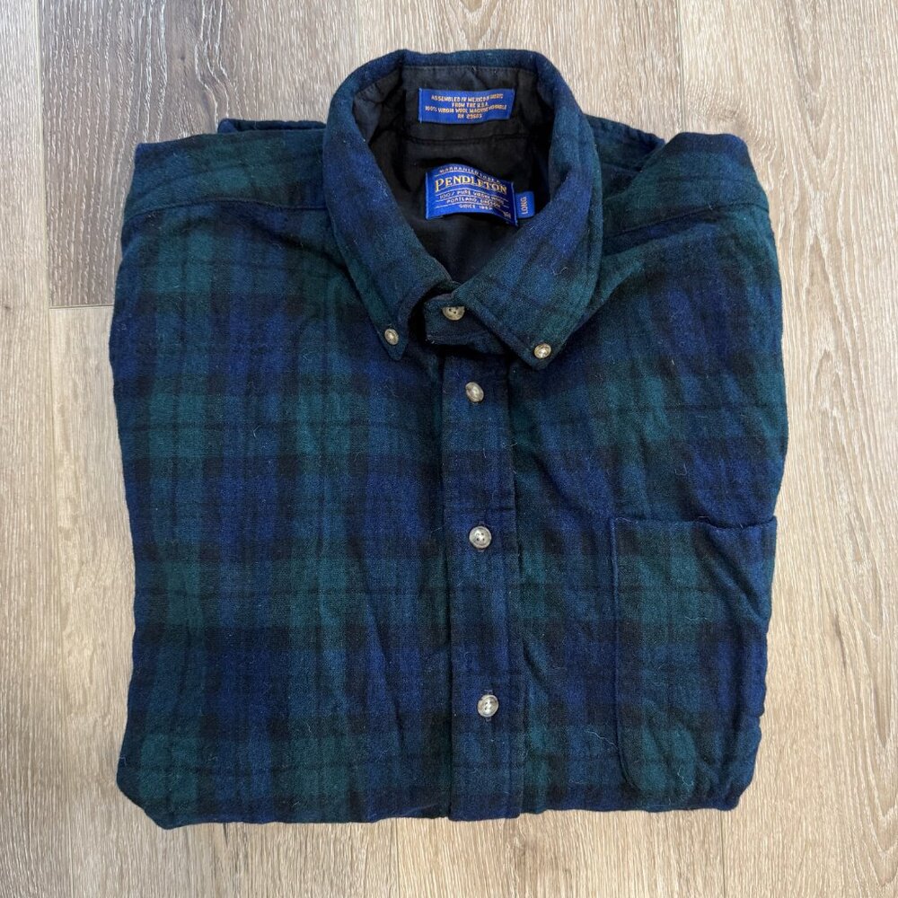 Pendleton Wool Tartan Flannel Button-up Shirt Gre… - image 2